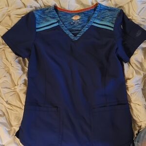 Dickies Navy Scrub Top AND Bottoms with Aqua Shoulder Accent